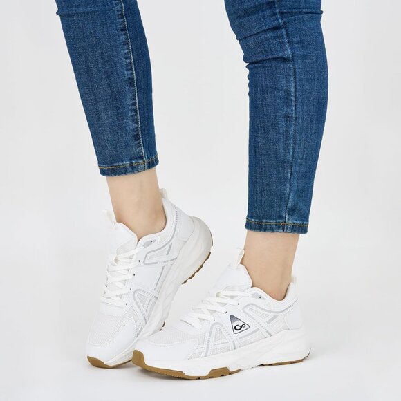 Women's Beige White Running Workout Sports Training Athletic Sneakers Shoes - Picture 2 of 7